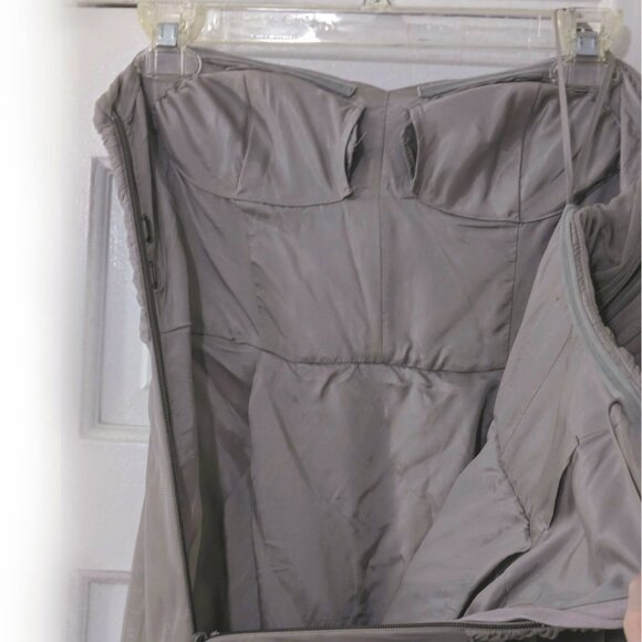grey strapless formal maxi dress with ruched bodice 2 - Picture 6 of 8